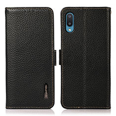Leather Case Stands Flip Cover Holder B03H for Samsung Galaxy A02 Black