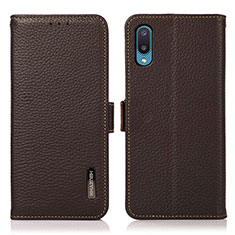 Leather Case Stands Flip Cover Holder B03H for Samsung Galaxy A02 Brown