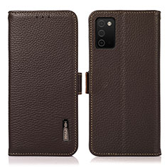 Leather Case Stands Flip Cover Holder B03H for Samsung Galaxy A02s Brown