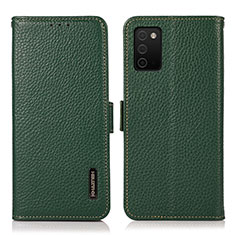 Leather Case Stands Flip Cover Holder B03H for Samsung Galaxy A02s Green