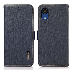 Leather Case Stands Flip Cover Holder B03H for Samsung Galaxy A03 Core Blue