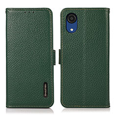 Leather Case Stands Flip Cover Holder B03H for Samsung Galaxy A03 Core Green