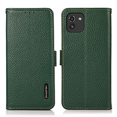 Leather Case Stands Flip Cover Holder B03H for Samsung Galaxy A03 Green