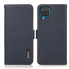 Leather Case Stands Flip Cover Holder B03H for Samsung Galaxy A12 Blue