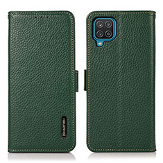 Leather Case Stands Flip Cover Holder B03H for Samsung Galaxy A12 Green