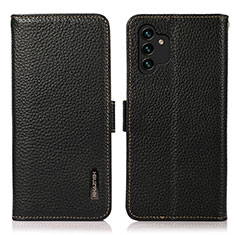 Leather Case Stands Flip Cover Holder B03H for Samsung Galaxy A13 4G Black