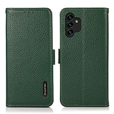 Leather Case Stands Flip Cover Holder B03H for Samsung Galaxy A13 4G Green