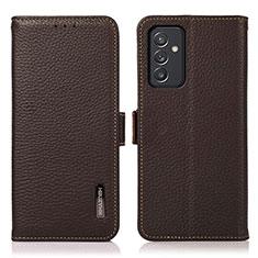 Leather Case Stands Flip Cover Holder B03H for Samsung Galaxy A15 4G Brown