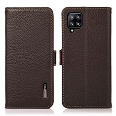 Leather Case Stands Flip Cover Holder B03H for Samsung Galaxy A22 4G Brown