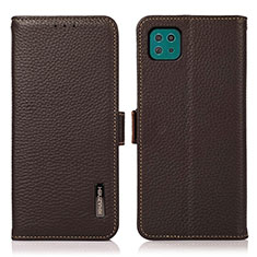 Leather Case Stands Flip Cover Holder B03H for Samsung Galaxy A22s 5G Brown