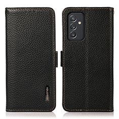 Leather Case Stands Flip Cover Holder B03H for Samsung Galaxy A25 5G Black