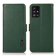 Leather Case Stands Flip Cover Holder B03H for Samsung Galaxy A51 5G Green