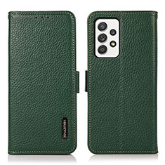 Leather Case Stands Flip Cover Holder B03H for Samsung Galaxy A52s 5G Green