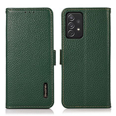 Leather Case Stands Flip Cover Holder B03H for Samsung Galaxy A72 4G Green
