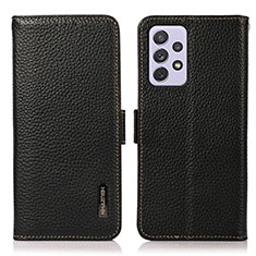 Leather Case Stands Flip Cover Holder B03H for Samsung Galaxy A73 5G Black