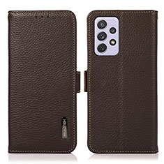 Leather Case Stands Flip Cover Holder B03H for Samsung Galaxy A73 5G Brown