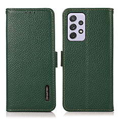 Leather Case Stands Flip Cover Holder B03H for Samsung Galaxy A73 5G Green