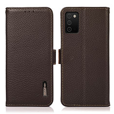 Leather Case Stands Flip Cover Holder B03H for Samsung Galaxy F02S SM-E025F Brown