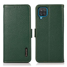 Leather Case Stands Flip Cover Holder B03H for Samsung Galaxy F12 Green