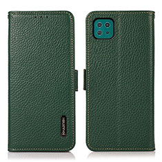 Leather Case Stands Flip Cover Holder B03H for Samsung Galaxy F42 5G Green