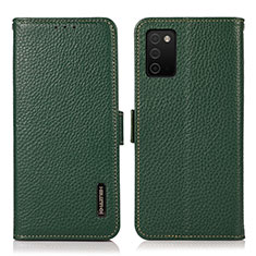 Leather Case Stands Flip Cover Holder B03H for Samsung Galaxy M02s Green