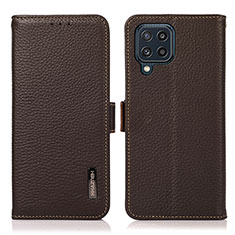 Leather Case Stands Flip Cover Holder B03H for Samsung Galaxy M32 4G Brown