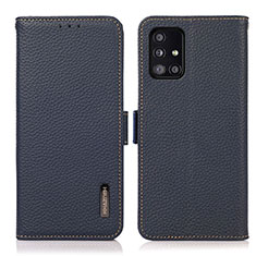 Leather Case Stands Flip Cover Holder B03H for Samsung Galaxy M40S Blue