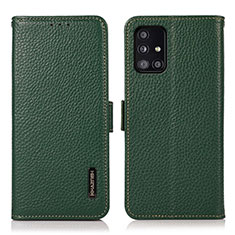 Leather Case Stands Flip Cover Holder B03H for Samsung Galaxy M40S Green