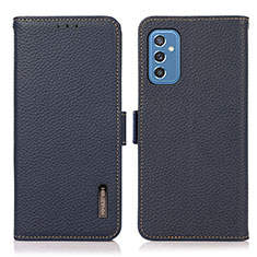 Leather Case Stands Flip Cover Holder B03H for Samsung Galaxy M52 5G Blue