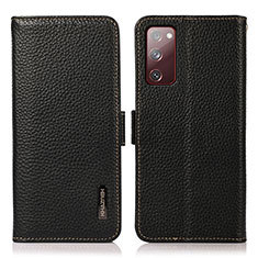 Leather Case Stands Flip Cover Holder B03H for Samsung Galaxy S20 FE 4G Black
