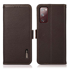 Leather Case Stands Flip Cover Holder B03H for Samsung Galaxy S20 FE 4G Brown