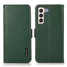 Leather Case Stands Flip Cover Holder B03H for Samsung Galaxy S21 Plus 5G Green