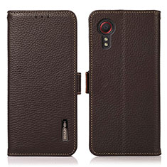 Leather Case Stands Flip Cover Holder B03H for Samsung Galaxy XCover 5 SM-G525F Brown