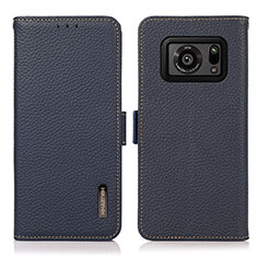 Leather Case Stands Flip Cover Holder B03H for Sharp Aquos R6 Blue