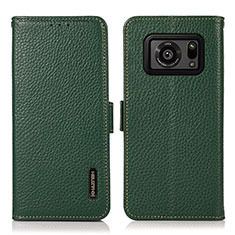 Leather Case Stands Flip Cover Holder B03H for Sharp Aquos R6 Green