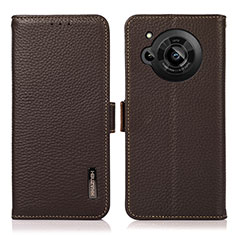 Leather Case Stands Flip Cover Holder B03H for Sharp Aquos R7 Brown