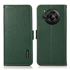 Leather Case Stands Flip Cover Holder B03H for Sharp Aquos R7s Green
