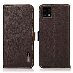 Leather Case Stands Flip Cover Holder B03H for Sharp Aquos Sense4 Brown