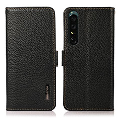 Leather Case Stands Flip Cover Holder B03H for Sony Xperia 1 IV Black