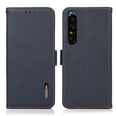 Leather Case Stands Flip Cover Holder B03H for Sony Xperia 1 IV Blue