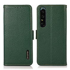 Leather Case Stands Flip Cover Holder B03H for Sony Xperia 1 IV Green