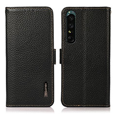 Leather Case Stands Flip Cover Holder B03H for Sony Xperia 1 IV SO-51C Black