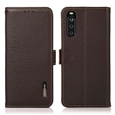 Leather Case Stands Flip Cover Holder B03H for Sony Xperia 10 III Lite Brown