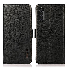 Leather Case Stands Flip Cover Holder B03H for Sony Xperia 10 III SO-52B Black