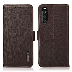 Leather Case Stands Flip Cover Holder B03H for Sony Xperia 10 III SO-52B Brown