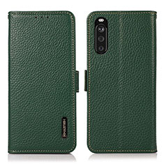 Leather Case Stands Flip Cover Holder B03H for Sony Xperia 10 III SO-52B Green