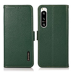 Leather Case Stands Flip Cover Holder B03H for Sony Xperia 5 IV Green