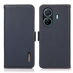 Leather Case Stands Flip Cover Holder B03H for Vivo iQOO Z6 Pro 5G Blue