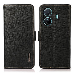 Leather Case Stands Flip Cover Holder B03H for Vivo T1 5G Black