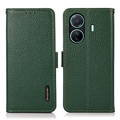 Leather Case Stands Flip Cover Holder B03H for Vivo T1 5G Green